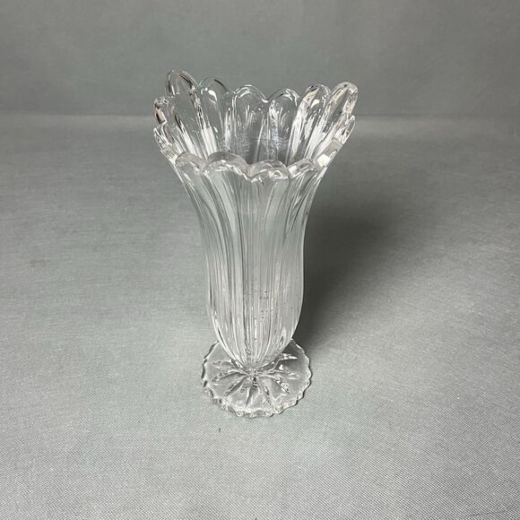 Vintage Oneida Clear Crystal Vase Made in Germany Chic Art Deco-UV-Starburst - Picture 3 of 10